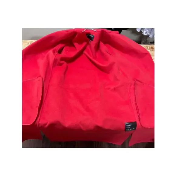 Bernardo Red Belted Handmade Coat XS Structured Long Coat Modern Chic Tailored